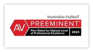 Martindale-Hubbell | AV | Preeminent | Peer Rated For Highest Level of Professional Excellence | 2023